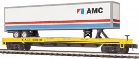 MTH 20-95644 O Flat Car w/48' Trailer - Chesapeake & Ohio No. 80979, 81880