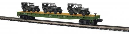 20-95672 - U.S. Army Flat Car w/(3) Willy’s Transport Vehicles