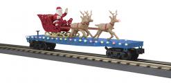 30-76920 - North Pole 2024 Flat Car w/LED Lights, Santa Sleigh & Reindeer