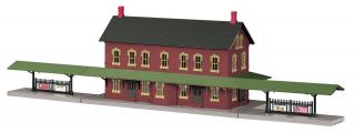 30-90094 - Dark Red Stone Passenger Station w/dual Platforms