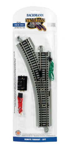 44561 - Left Hand EZ Track Nickel Silver Switch with Gray Roadbed